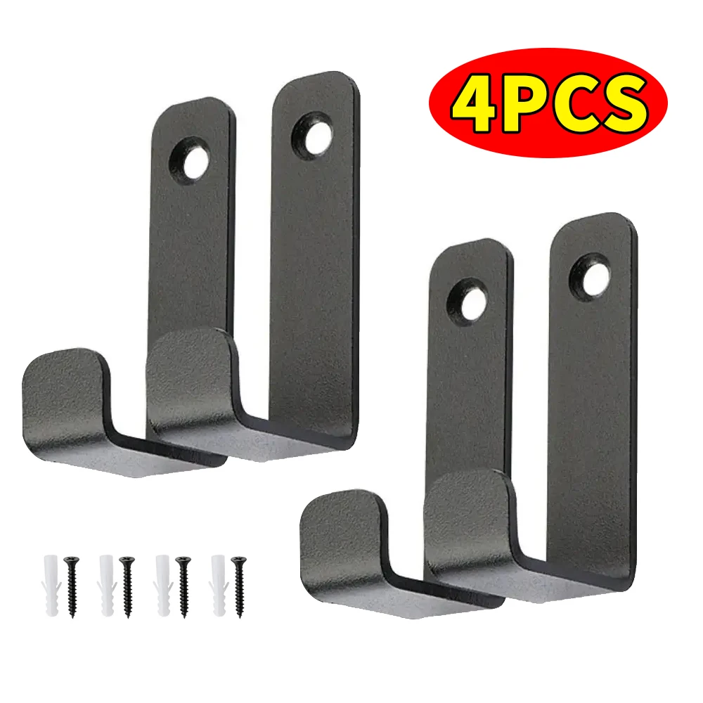 Wall Mounted Coat Clothes Hanger Metal Black Wall Hook, Garden and Outdoor Storage Rack Screw Installation Exterior Wall Hook