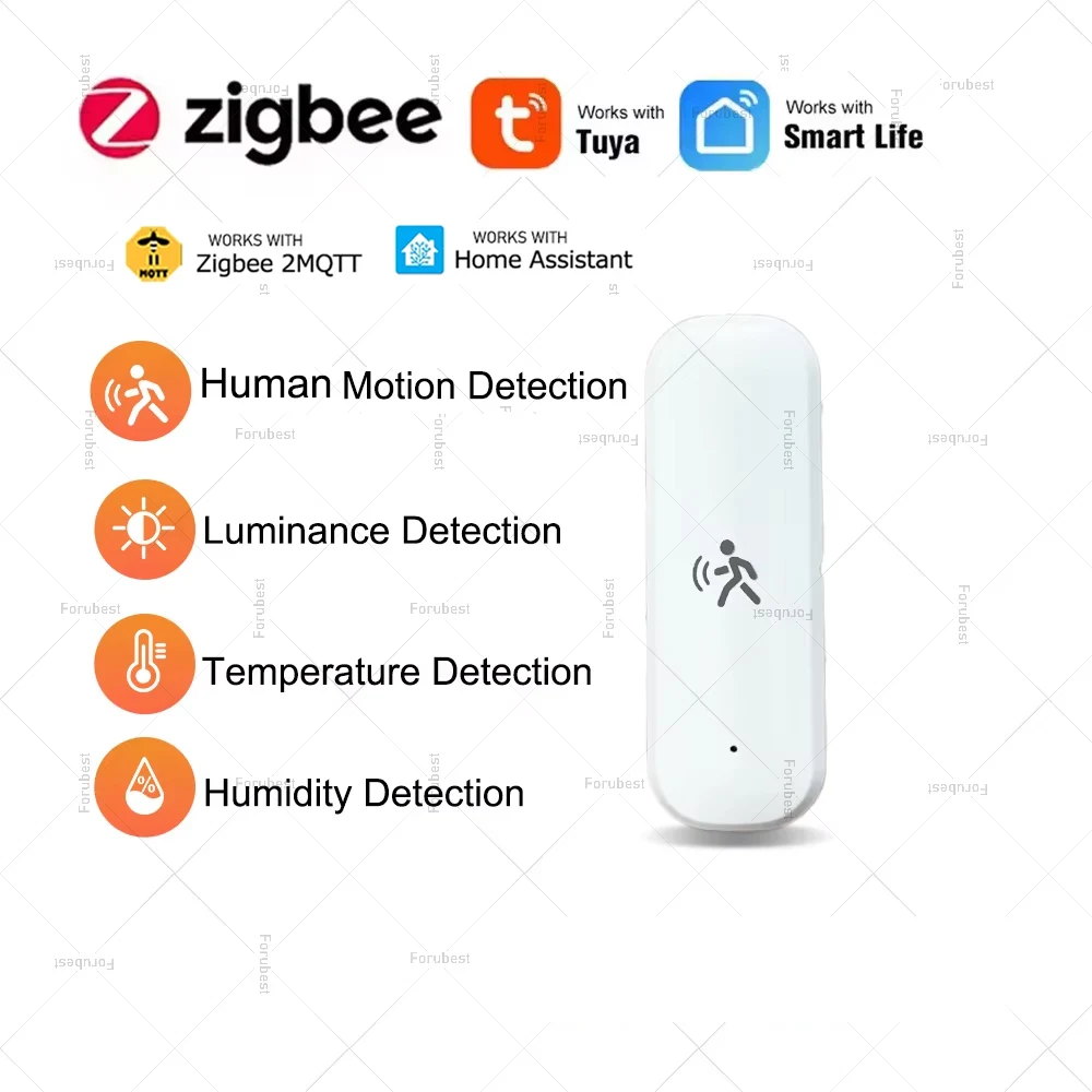 

Датчик движения Tuya Zigbee, датчик движения человеческого тела с детектором яркости/датчиком температуры и влажности, охранная сигнализация Z2M