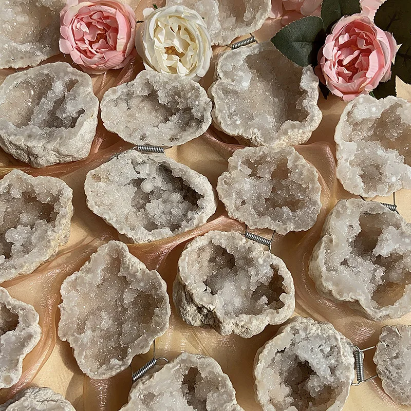 

Образец жеоды из натурального агата Druzy, белый кристалл кварца, учебные ремесла по минералам, украшение для дома, фэншуй, 1 шт.