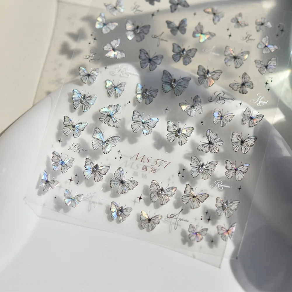 Muschel Licht Schmetterling Nagel Aufkleber Nagel Zubehör Kristall Diamant Schmetterling Nagel Dekorationen Blume Nagel liefert