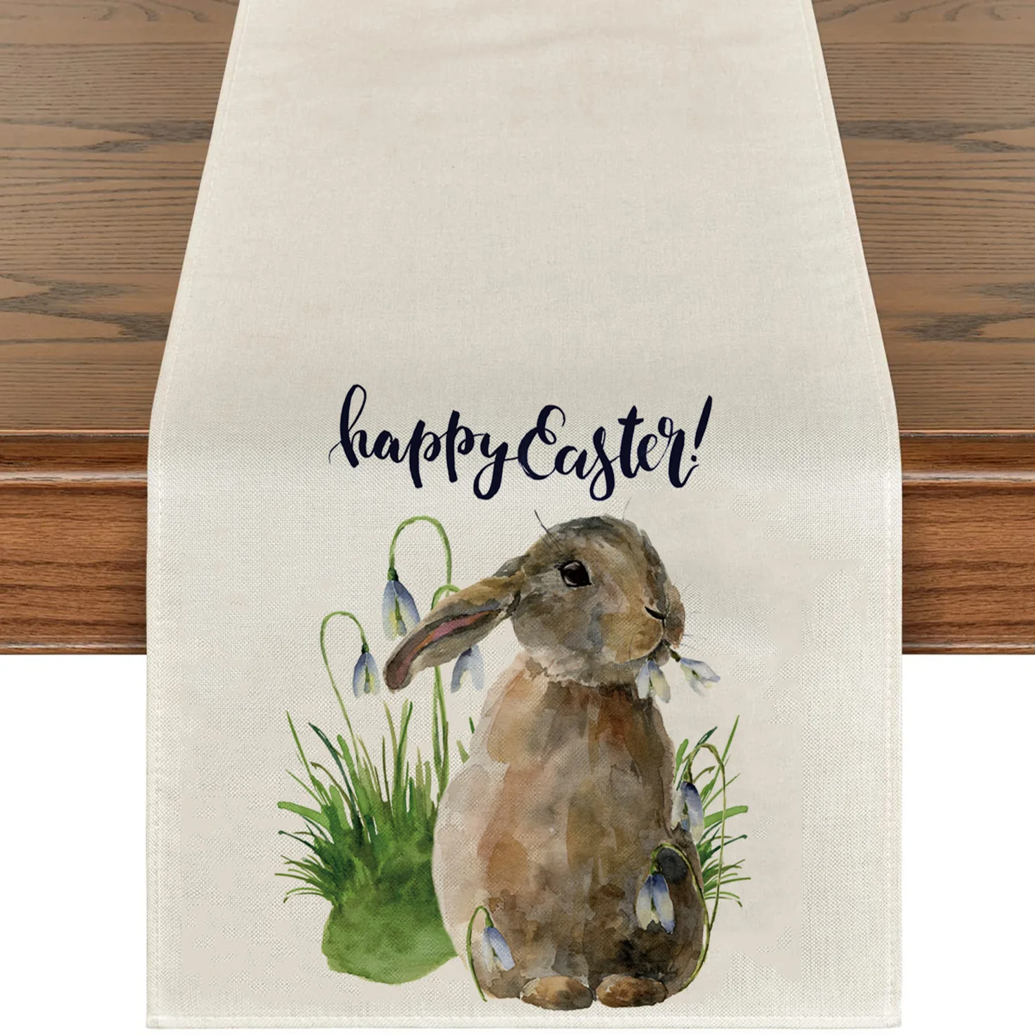 HOT Linen Easter bunny flower cow printed table runner flag cover kitchen tablecloth party Table decoration and accessories