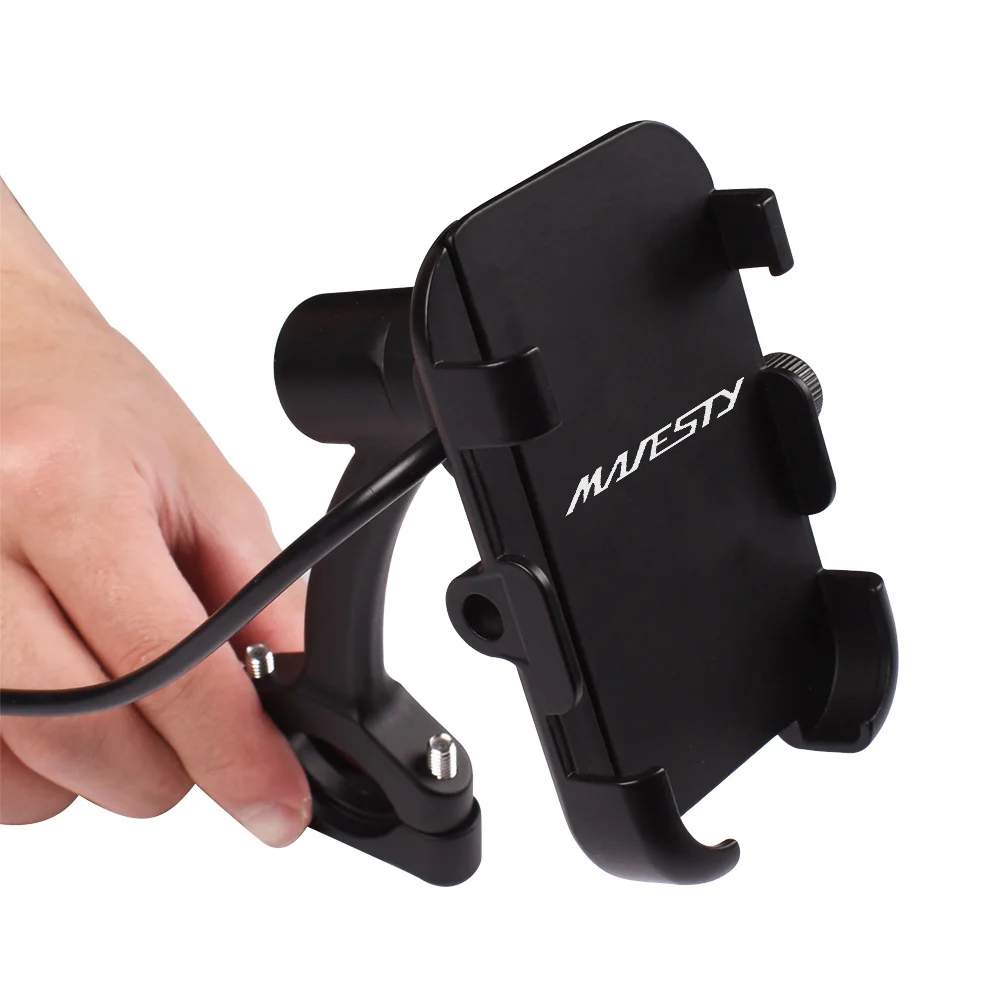 For YAMAHA Majesty 125 250 400 yp400 Accessories Motorcycle Phone Mount Adjustable Anti Shake Metal Holder Support USB Charger