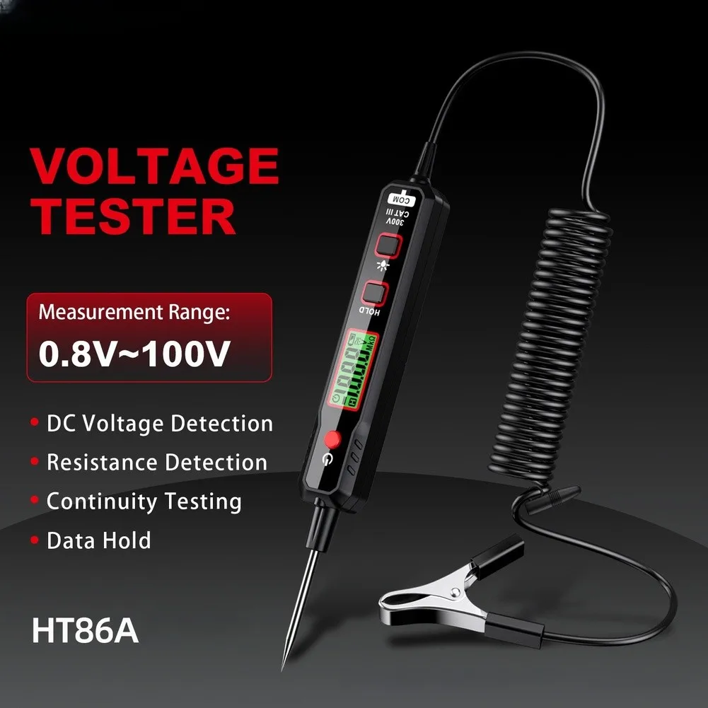 For HT86A Car Circuit Tester Pen Voltage Resistance Continuity Detector With LCD Backlight For-Automotive Fault Repair Tool