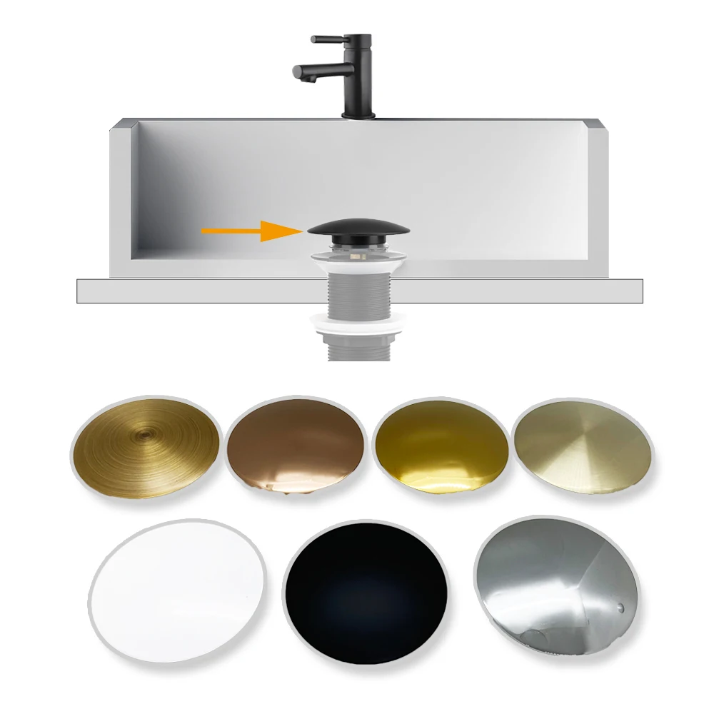 Full Copper Pop Up Drain Cover Bathroom Basin Filter Top Renovation Washbasin Lid Accessory Available in Multiple Colors