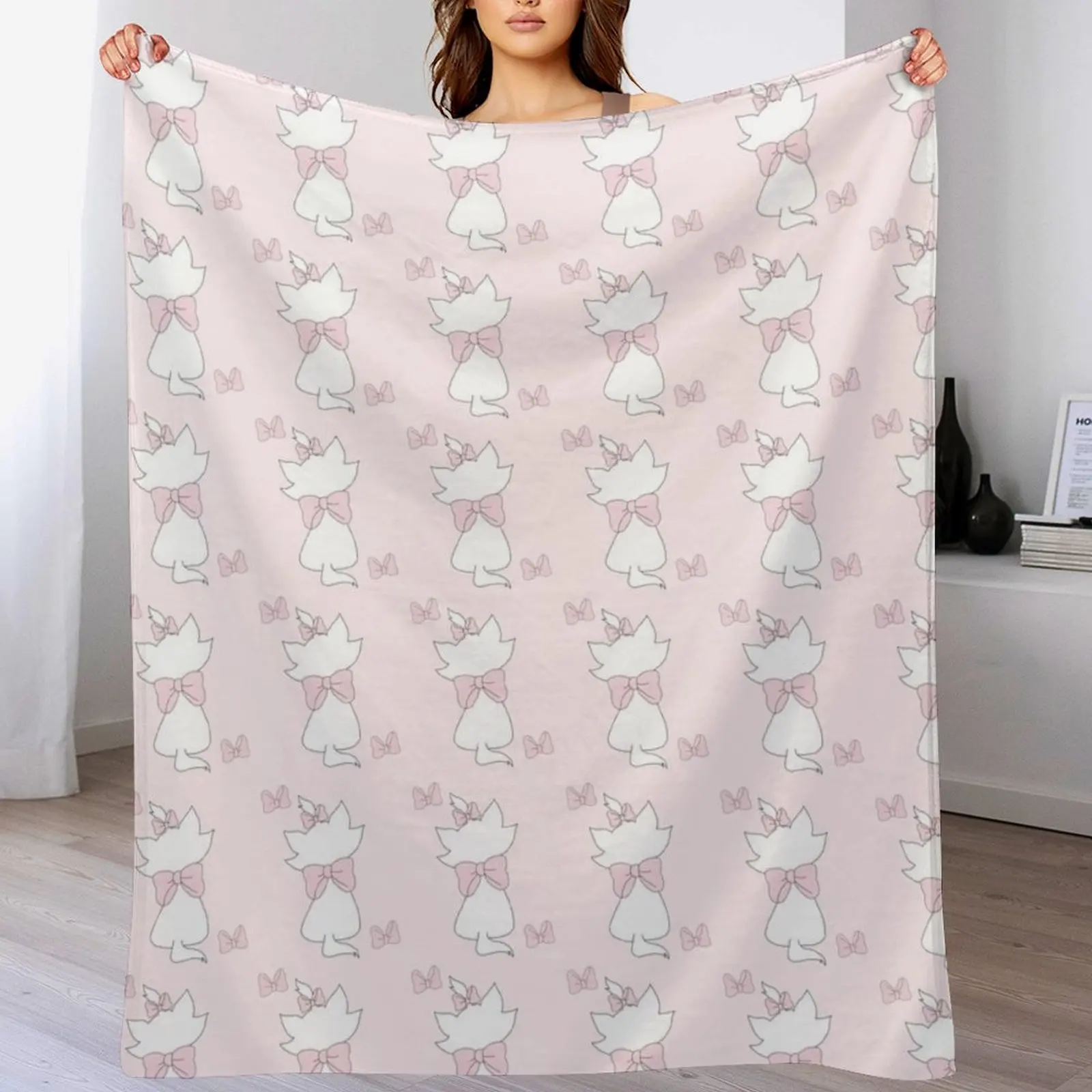 Marie Aristocats Pattern Throw Blanket Multi-Purpose Soft Big Flannel Fabric Blankets