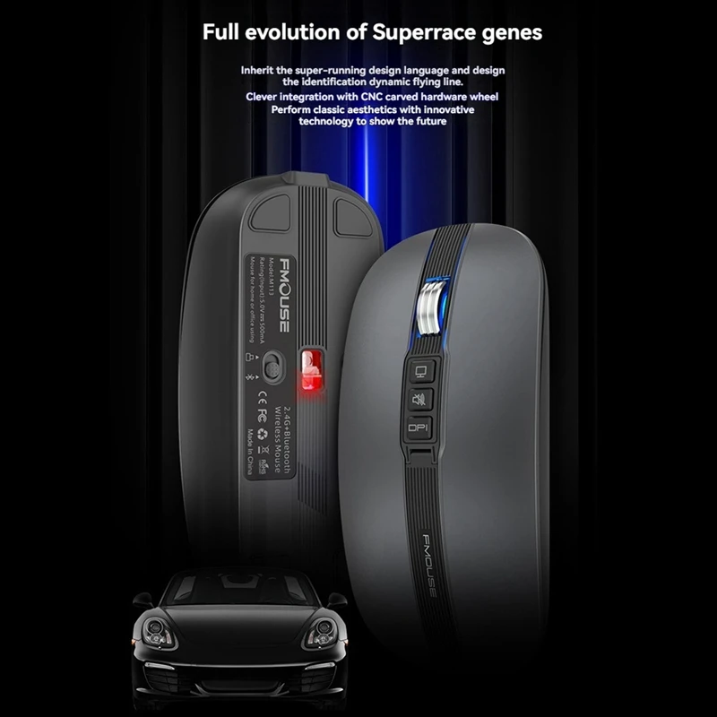 ABUN-เมาส์บลูทูธไร้สาย 2.4G เมาส์สํานักงานไร้สายแท็บเล็ตพีซีโน้ตบุ๊ค Dual Mode USB ชาร์จเมาส์สําหรับแล็ปท็อป