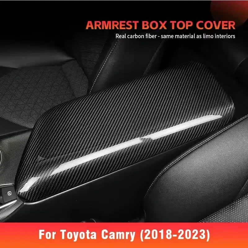 

Для Toyota Camry настоящий сухой углеродное волокно подлокотник, верхняя крышка, аксессуары для интерьера, модификация 2018-2023