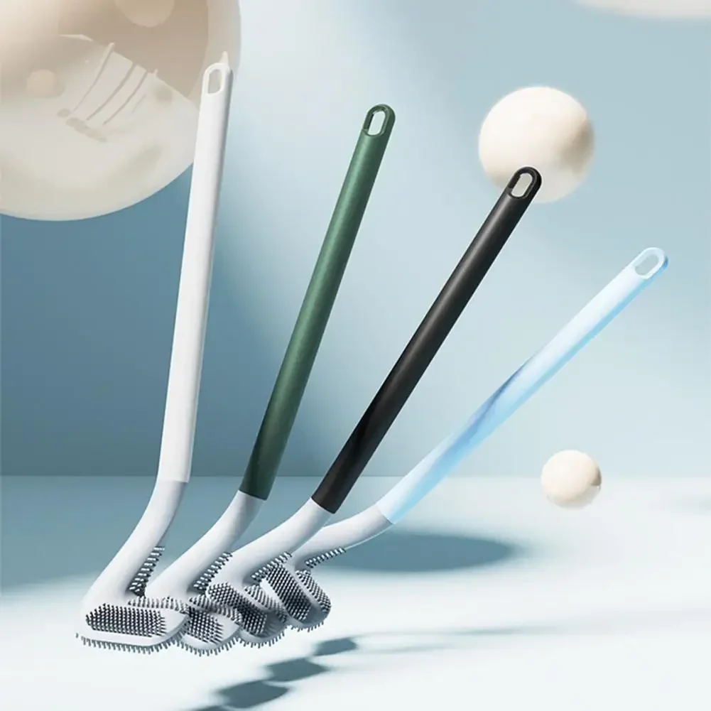 

Golf Silicone Toilet Brushes Set Long Handled Toilet Cleaning Brush Black Modern Hygienic Bathroom Accessories