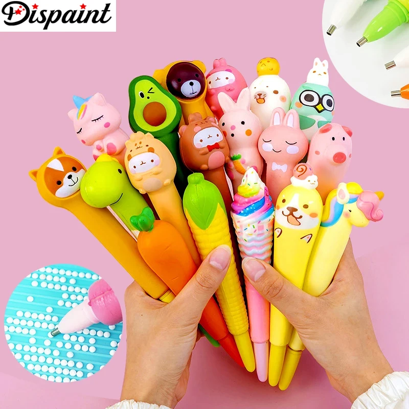 Dispaint Cute Stress Relief Point Drill Pen 5D Diamond Painting Toy Soft Decompression Pens DIY Crafts Accessories Tool 1pc Rand