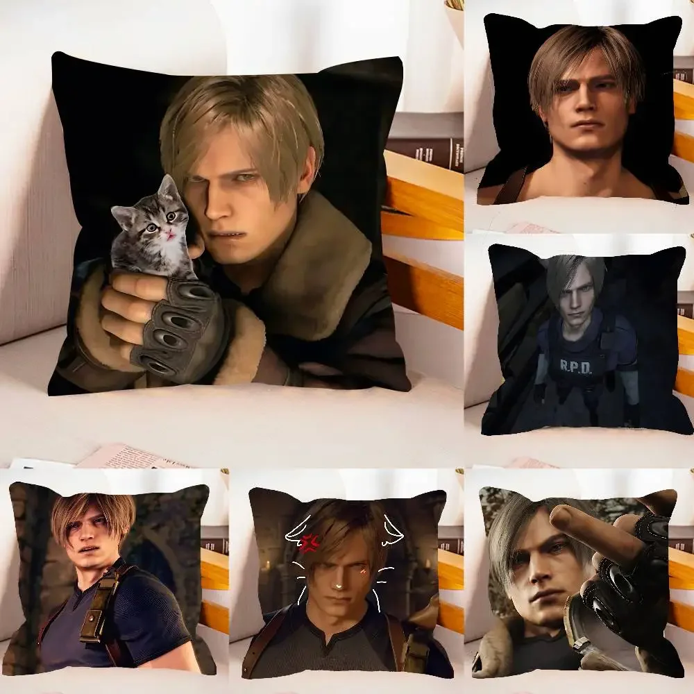 Cute H-Leon Kennedy-S Pillow Case Pattern Printed Pillowcase For Living Room Sofa Cushion Cover & Bedroom Decor
