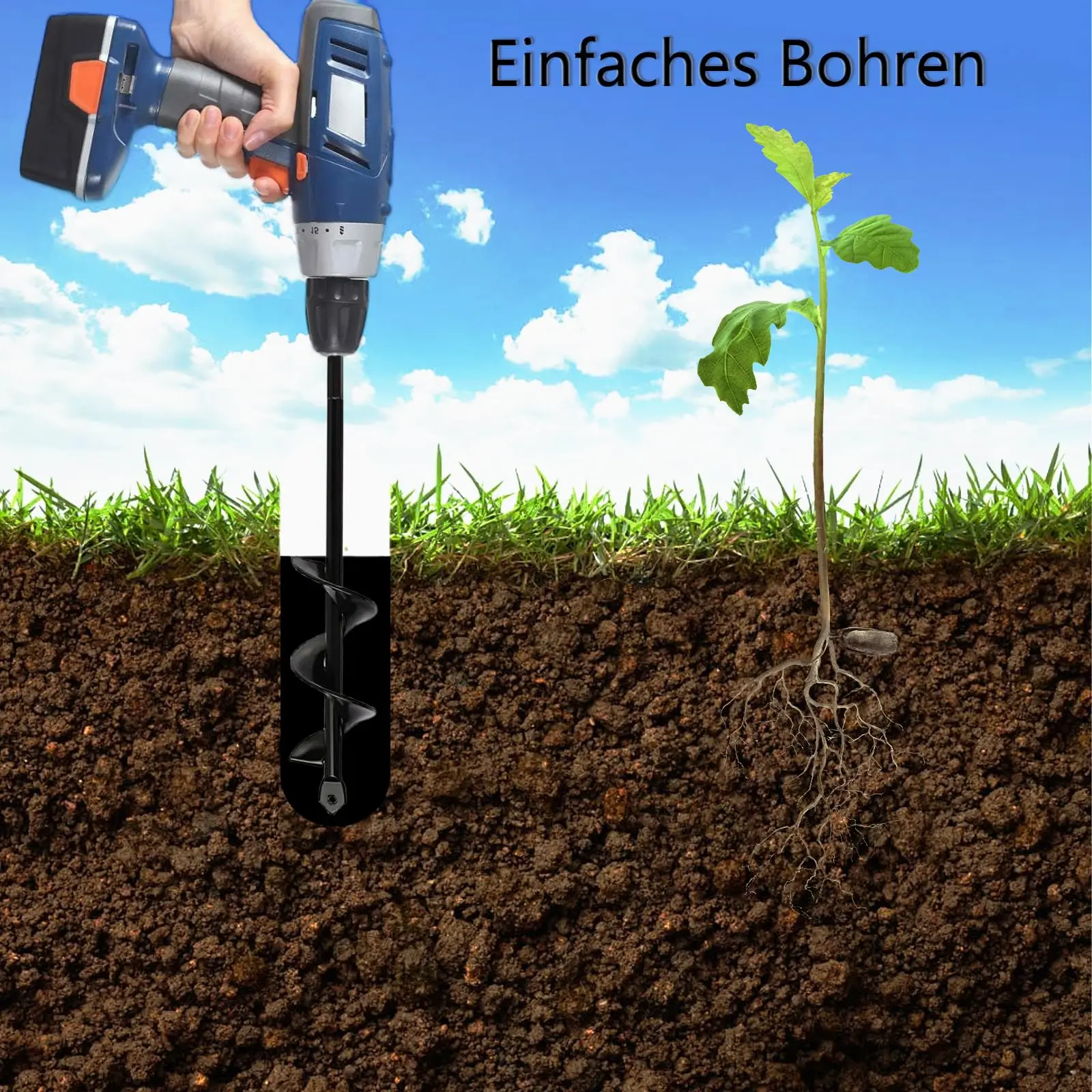 

Durable Garden Earth Auger Spiral Drill Bit Manual Electric Drill for Planting Flowers Vegetables Soil Loosening Hole Digger