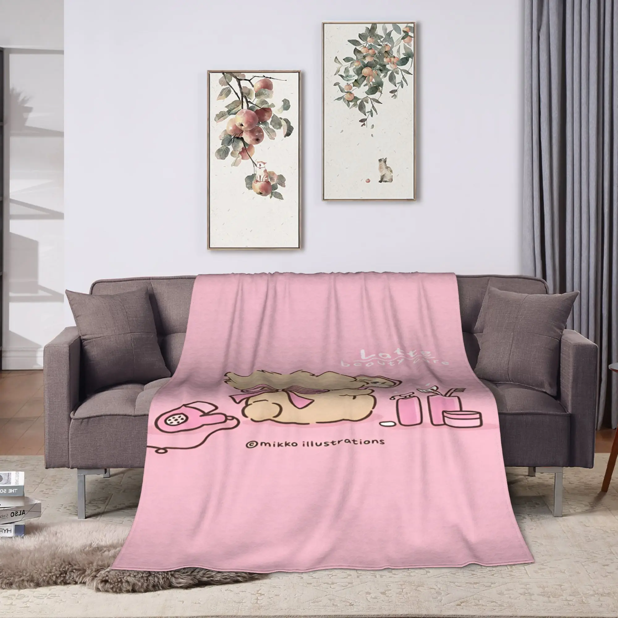Mikkos Mousses Blanket  Picnic Flannel Throw Blanket For Outdoor Warm Soft Custom DIY Quality Bedspread Birthday Present