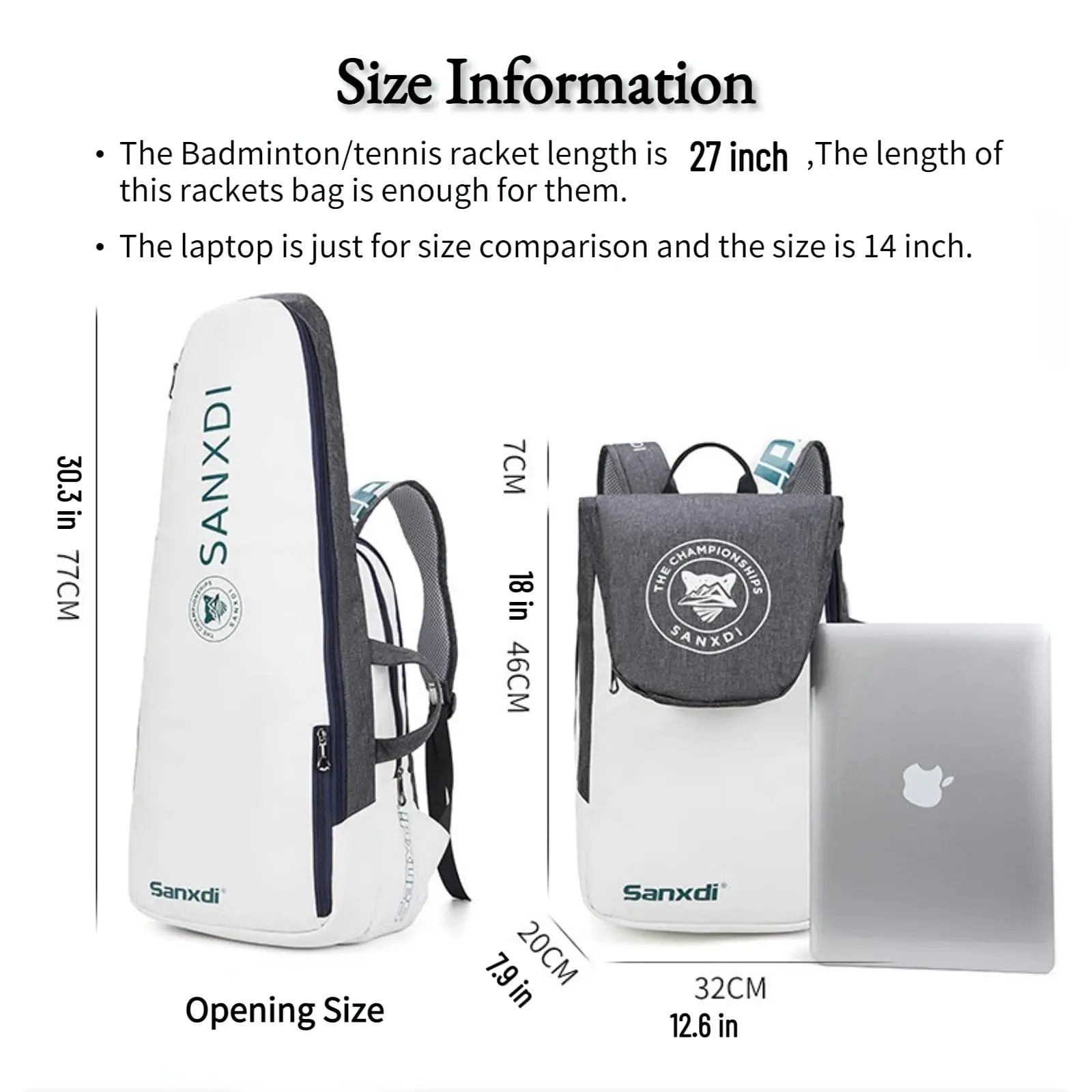 Saco de tênis segurar 1-2 raquete de armazenamento saco de esportes, mochila para raquetes de tênis badminton squash, bolas e acessórios esportivos