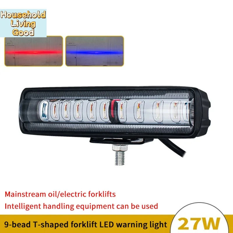 【Forklift Warning Light 27W 9LED Truck Safety Work Light Bar 12-80W Red Flood Beam Danger Zone Warning Lamp Side Line Marker】
