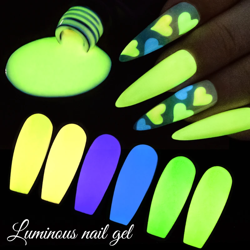 MEET ACROSS 7ml Glow In Dark Macaron Gel Nail Polish Summer Luminous Candy Color Semi Permanent Nail Art UV Gel Varnish Manicure