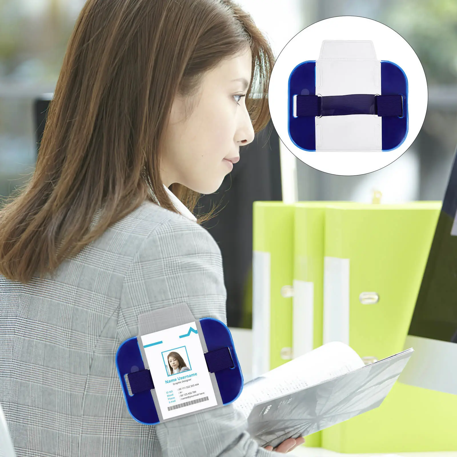 

2Pcs Bright Color Badge Holder Adjustable Elastic Armband for Id Cards Security Badges Home Worker Identification