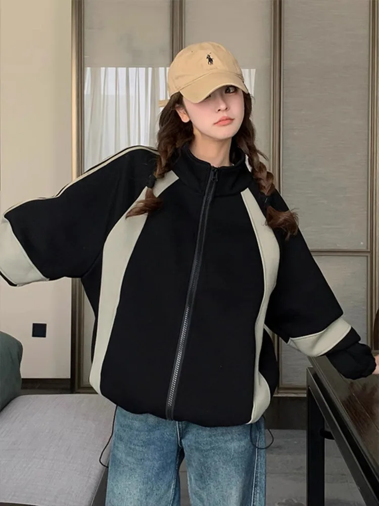 Bla Zipper Baseball Jaet Women's Spring Autumn New Sle Versatile Workwear Sweatirt Commute Sle Loose Fit Long Sve