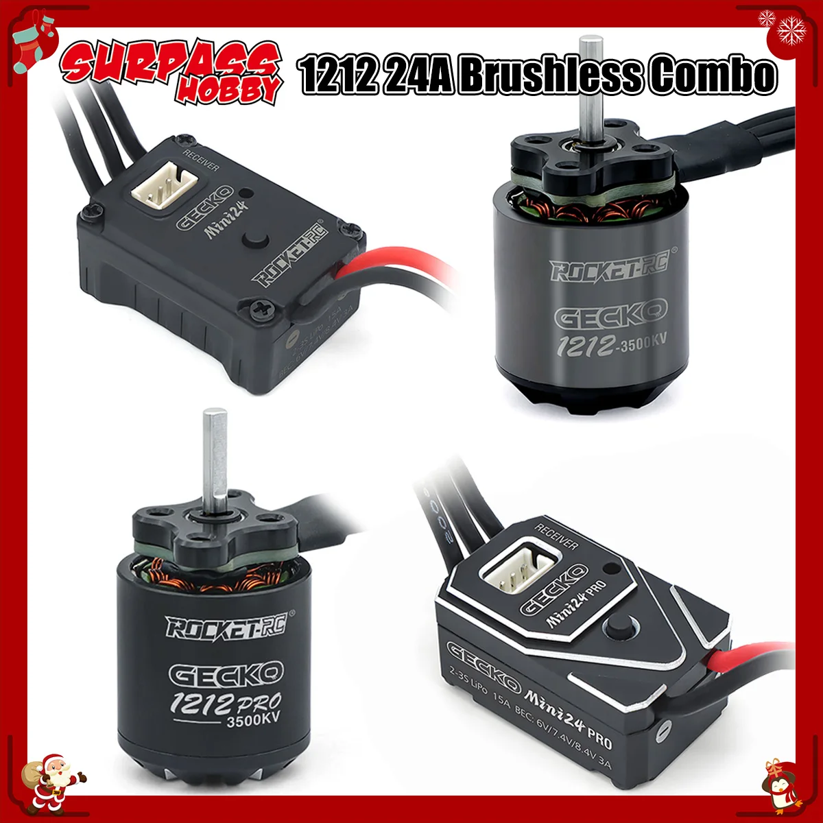​ROCKET-RC 1212 Motor 25A ESC Waterproof Sensorless Brushless Combo 3500KV Mini24Pro for 1/16 1/18 1/24 RC Crawler Climbing Car