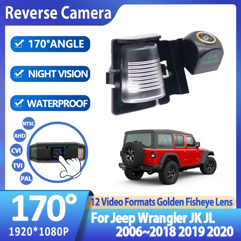 170 Degree AHD 1920x1080P Car Rear Camera For Jeep Wrangler JK JL 2006~2016 2017 2018 2019 2020 Backup Parking Reverse Monitor
