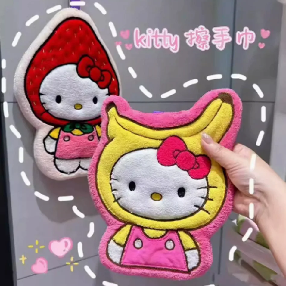 Sanrio Hello Kitty My Melody Pochacco Kawaii, bonita toalla de mano absorbente de agua, decoración de cocina de lana coralina, toalla de secado rápido para niñas