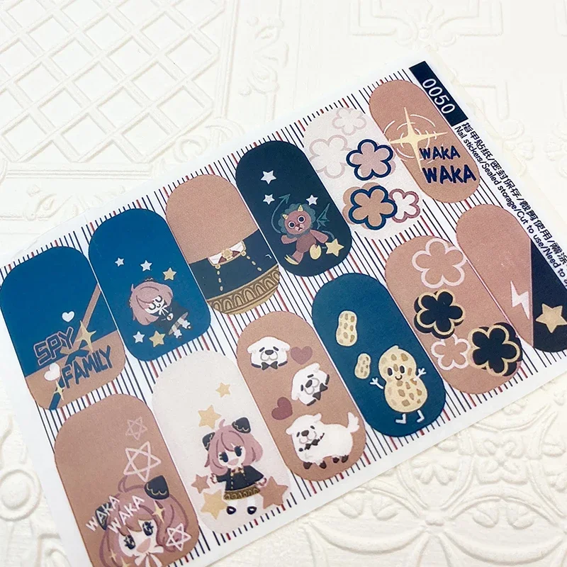 Yor Chibi Kawaii  Anya Forger Wakuwaku Nail Stickers Pink Anime Merch Otaku Nail Art Accessories Gel Uv Nail Decoration Decal