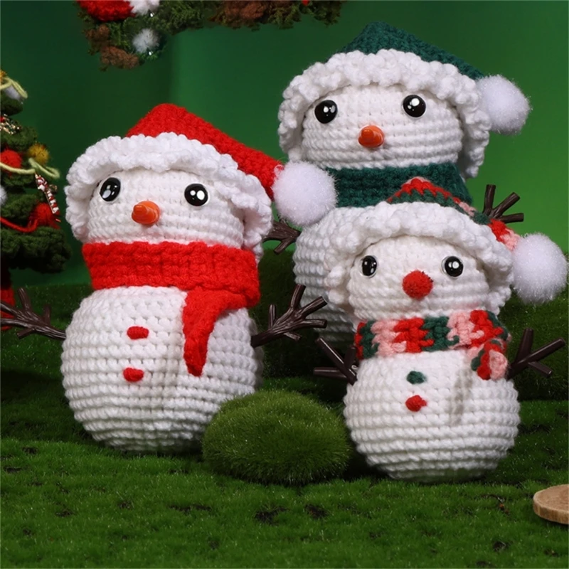 Kits ganchillo navideño para principiantes, iniciador ganchillo DIY con hilo, gancho ganchillo, aguja, marcador