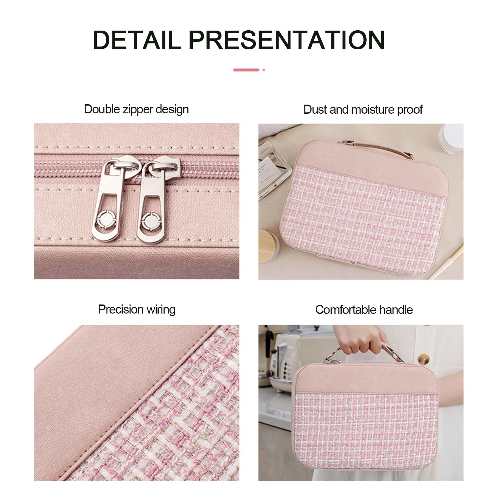 Stylish Women's Stitching Plaid Cosmetic Case Multipurpose Lightweight Wash Bag Birthday Anniversary Gift