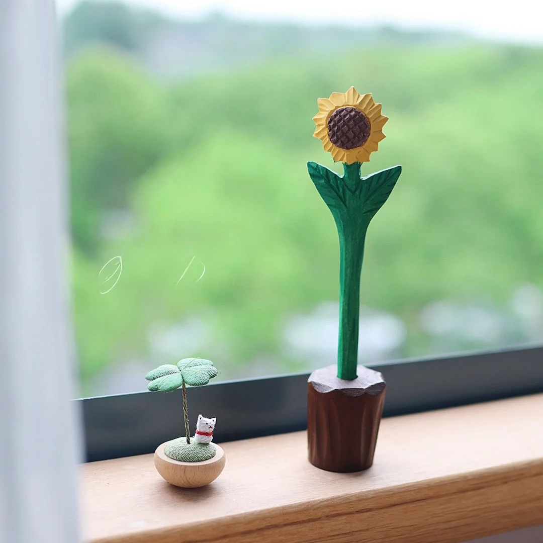 

Handmade Wood Carving Suower Creative Ornament Neutral Pen Bla Ink Pen Birthday Gift Der Cute Sle Busin Supplies