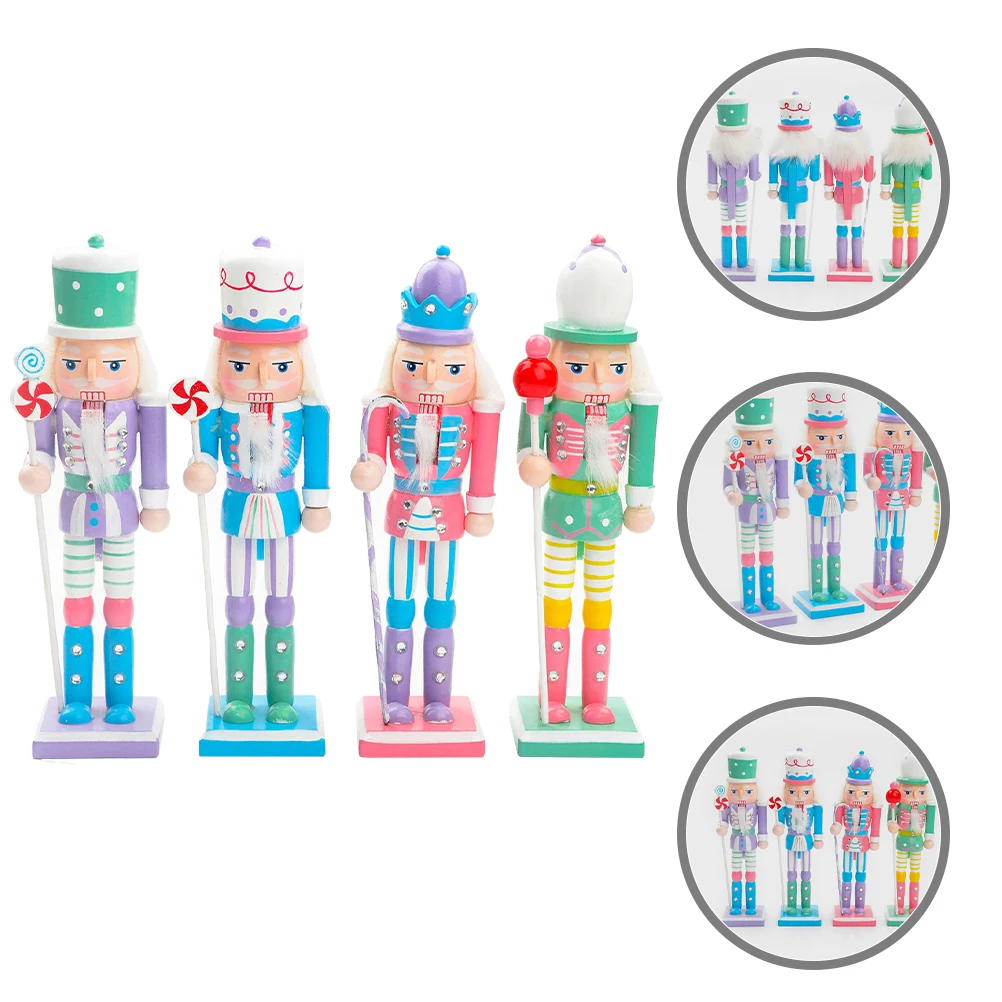 

4 Pcs Nutcracker Decoration Soldier Christmas Decorations Statue Decorate Figure Ornaments