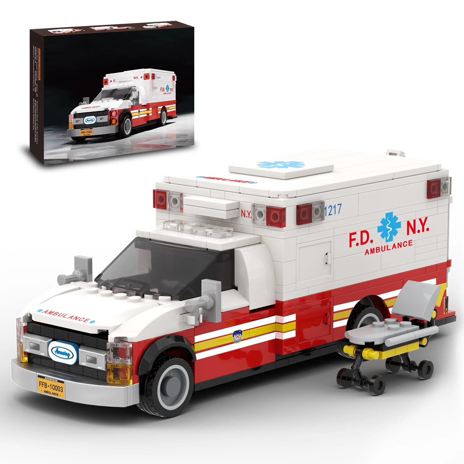 660PCS Amerikaanse Ambulance Bouwstenen Met Brancard Stad Noodvoertuig Model Bricks Ornament Kids DIY Speelgoed Vakantiecadeau
