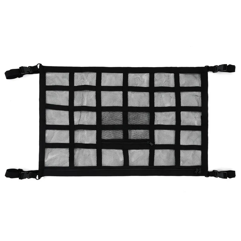 90x65cm Car Ceiling Cargo Net Organizer With 3 Mesh Pockets Overhead Storage Rack For SUV Van Camping Road /Trip Accessories