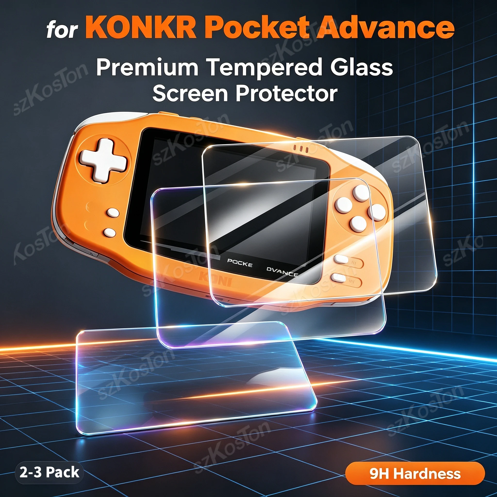 2-3 Pcs Tempered Glass Screen Protector for KONKR Pocket Advance Game Console 9H Hardness HD Clear Anti-Scratch Film for KPA