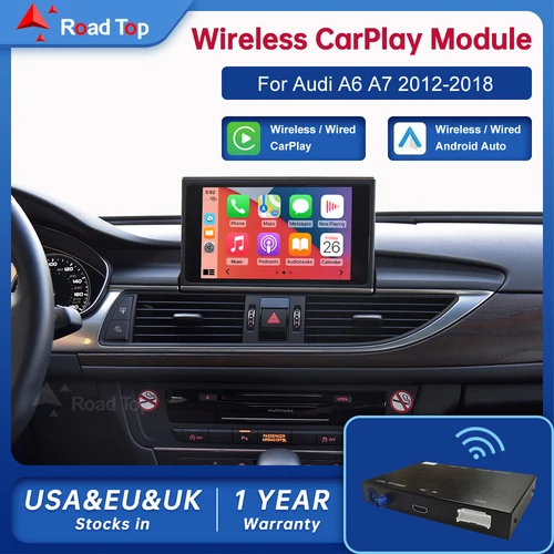 Road Top Wireless Android Auto Für Audi Auto A6 A7 RMC 3G MMI MHI2 2012-2018 Carplay Interface spiegel Link Air Play