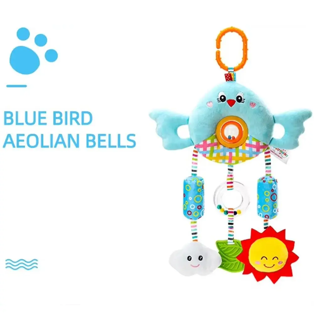 Soft Plush Sensory Stroller Hanging Pendants Rotate Teether Plush Animals Bed Bell Dolls with C Clip Comfortable To Touch