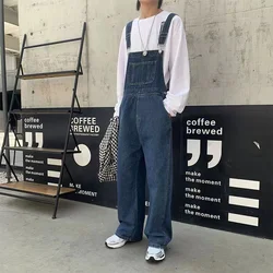 Casual Fashion Jumpsuit Men's Jeans Overalls Loose Straight Denim Overalls Suspenders Pants Safari Style Cargo Pants