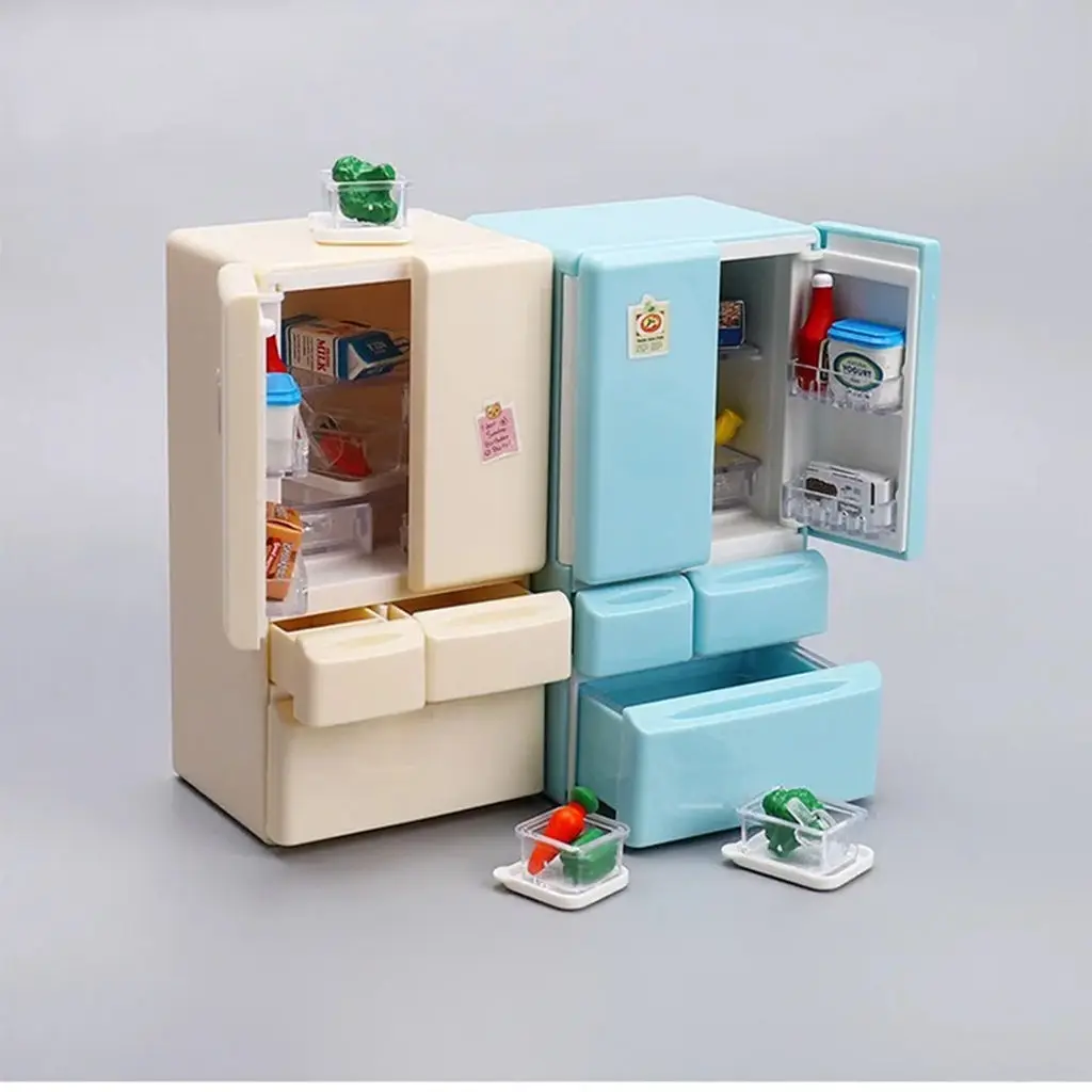 Miniaturowe meble - lodówka dla lalek do pokoju, zabawka do udawania, lodówka z magnesem, dekoracja, skala 1:12