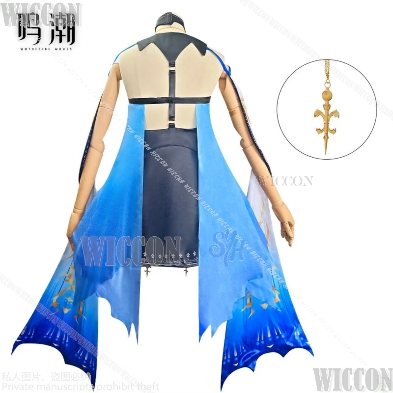Little Cartethyia Game Wuthering Waves Cosplay 코스프레 카르티시아 Clothes Goddess Blue Gradient Sexy Dress Lolita Halloween Comic Con