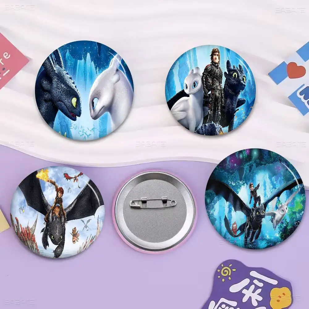 كيفية تدريب التنانين اللطيف الخاص بك 2025 دبوس زر ناعم مشرق مطبوعة أيقونة هدية للأصدقاء شارة طوق بروش التلبيب دبوس معدني