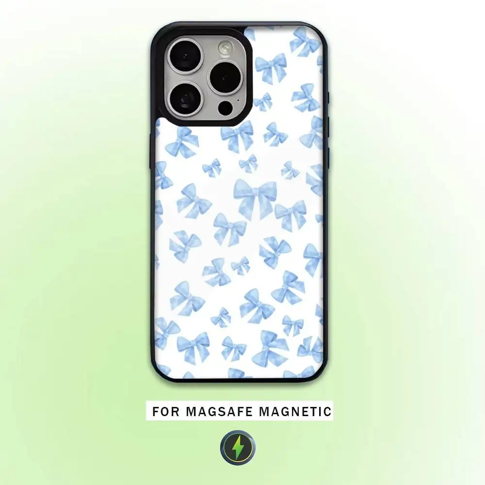 Capa de telefone com estampa de laço fofo para iPhone17,16,15,14,13,12,11 Plus, Pro Max Magsafe magnético de carregamento sem fio