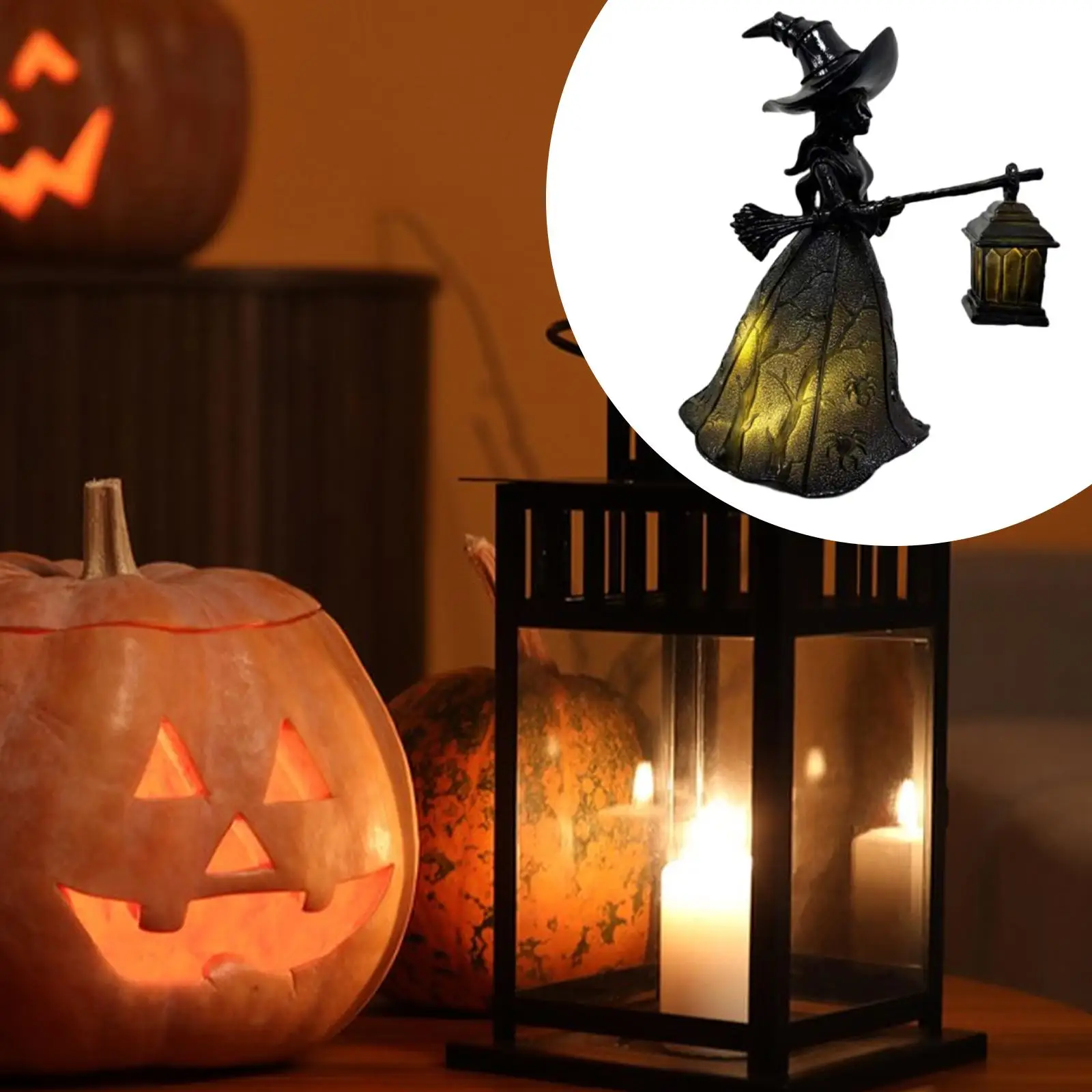 Halloween-Hexenlampe, gruselige dekorative Hexenstatue für Schlafzimmer, Büro, Party