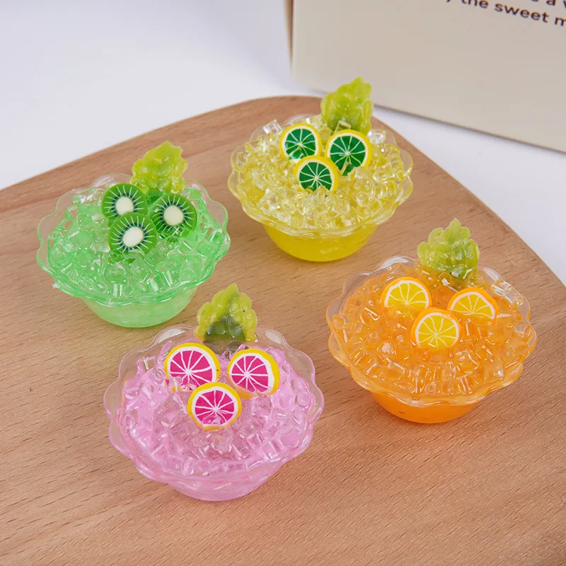

Fake Ice Smoothie Fruit Ice Dessert Cup Bowl Artificial Strawberry Mango Model Food Play Hanging Decoration Simulation Decor