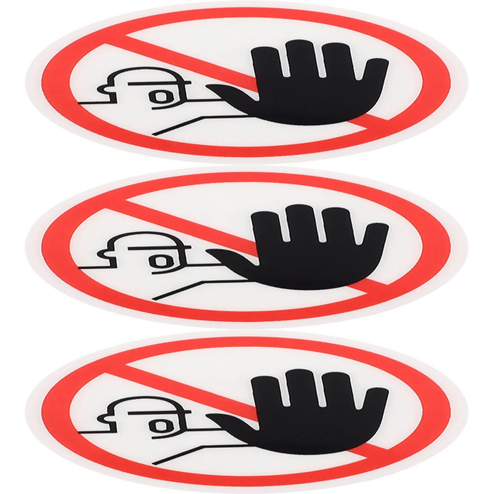 3 Pcs No Touching Warning Signs Emblems Stickers Pvc Caution Danger Decal Peel and Safety Device Do Not