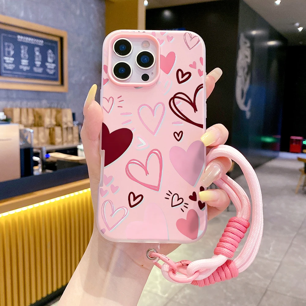 Handschlaufen-TPU-Handyhülle für Redmi Note 14 Pro Plus 5G 14 13 Pro 12 11 10 14C 13C 15C 4G 5G Herz-Graffiti mit Lanyard-Abdeckung – Detail 5