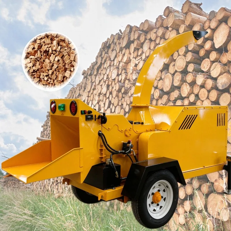 High Efficiency Wood Crusher Diesel Mobile Wood Chipper Machine Tree Branch Shredder for Garden Farms Forestry Wastes Recycling