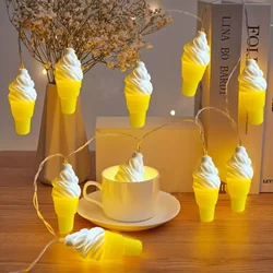 Christmas Ice Cream Led String Lights Indoor Atmosphere New Year Decoration Room Battery Lights Birthday Holiday Party 834