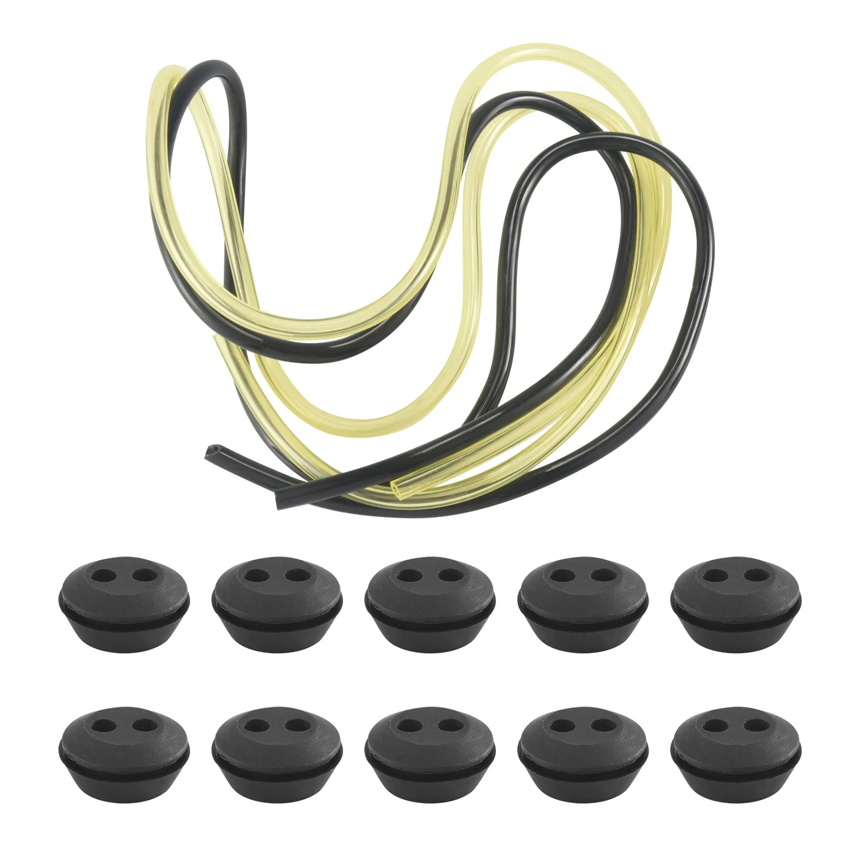 L67A Pro 10 Pcs 2 Holes Fuel Tank Grommet Rubber with Fuel Line Pipe for Brush Cutter Grass Trimmer