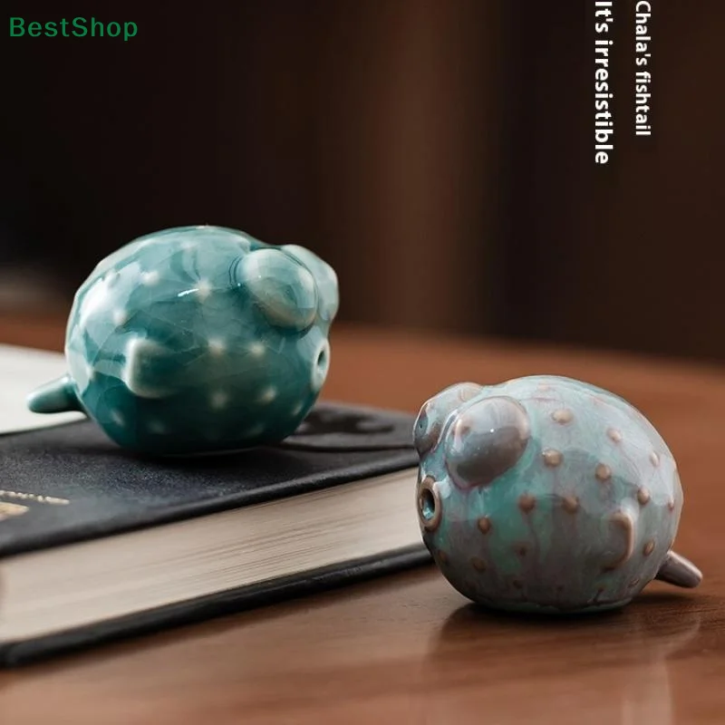 1Pc Bubbling Tea Pet Fish Cartoon Ceramic Tea Cup Little Fish Spit Bubbles Water Mug Funny Gift Home Decoration Tea Accessories