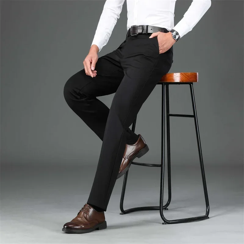 2024 Casual Official Business Suit Pants For Men Plus Size Formal Trouser Male Cotton Solid Wedding Dress Slim Fit Long Pants