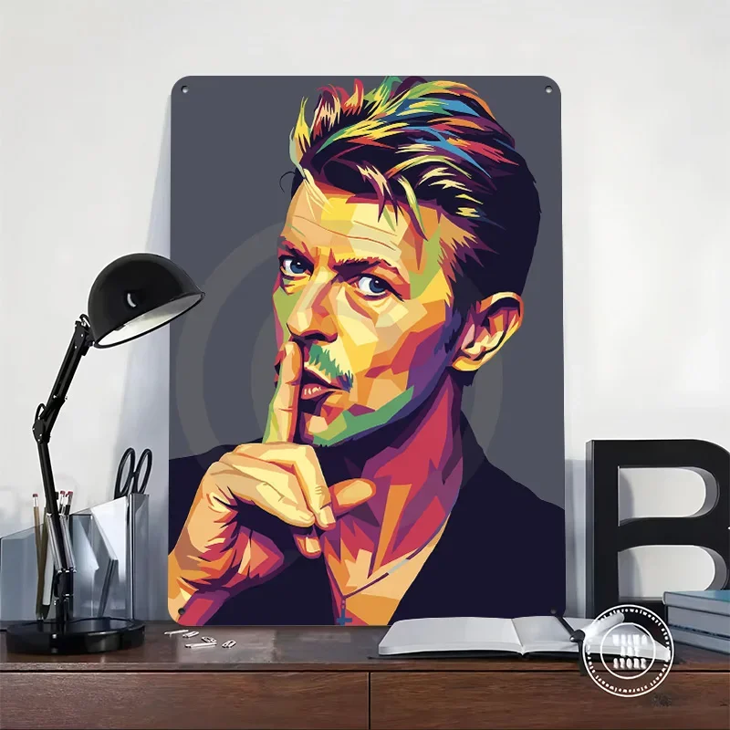 David Bowie Pop Art Portrait Personalized 3D Textured Metal Poster Wall Art Vintage Tin Signs for Office Decor Room Wand Deko