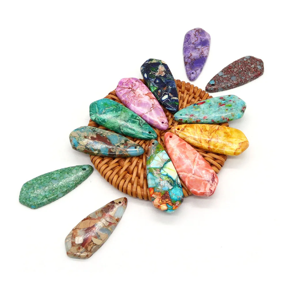 الإمبراطور حجر فضفاض ثقب واحد تلميع قطرة الماء شكل ملون الفيروز قلادة اليدوية عقد دي اي واي مواد الإكسسوارات